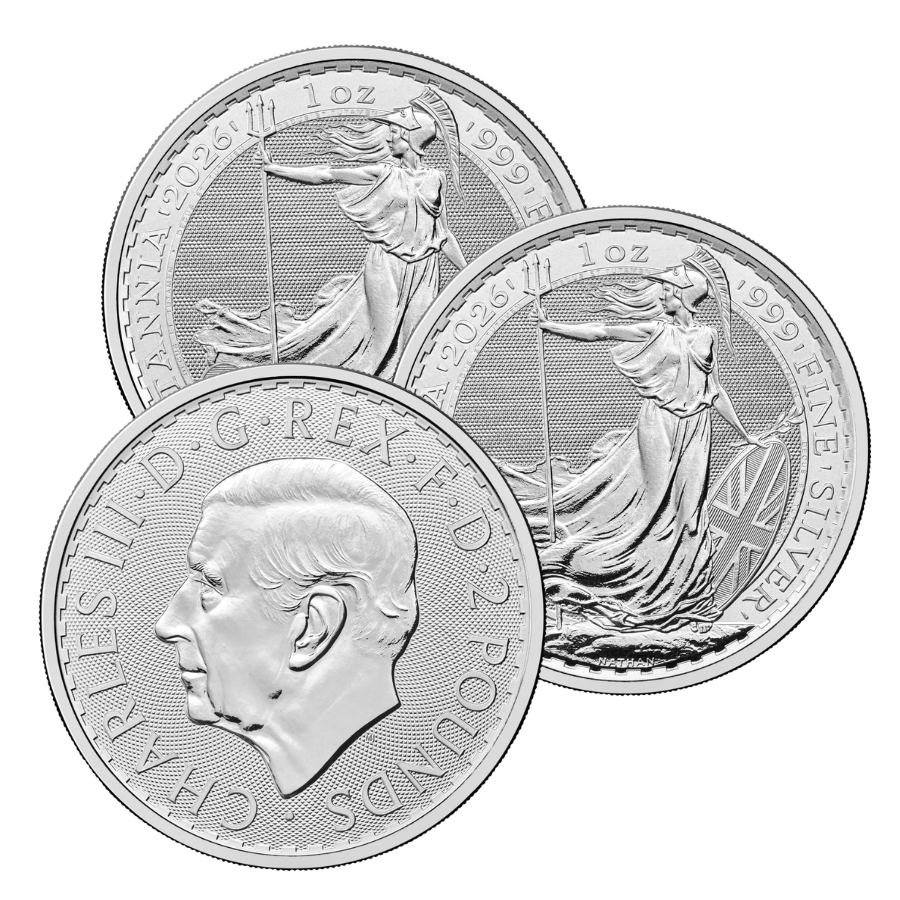 Tube of 25 x British Britannia 1 Ounce Silver Coins